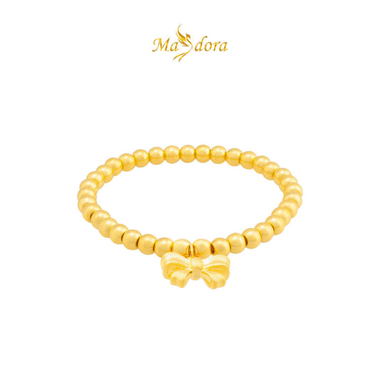 MASDORA 999 Gold Bracelet Rantai Tangan Emas ~ Stretchable Cutie Bow Boba (EMAS 999/24K)
