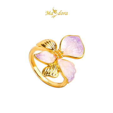 MASDORA 999 Gold Ring Rings Cincin Emas ~ Enormous Orchid (Violet) (EMAS 999/24K)