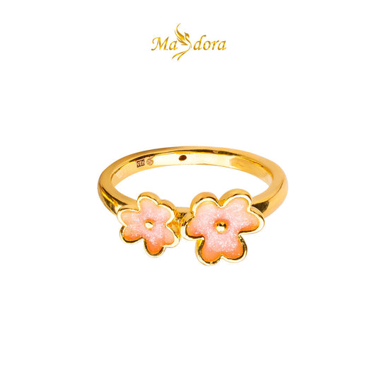 MASDORA 916 Gold Ring Rings Cincin Emas ~ HG Double Trifoglio (Pink) (EMAS 916/22K)