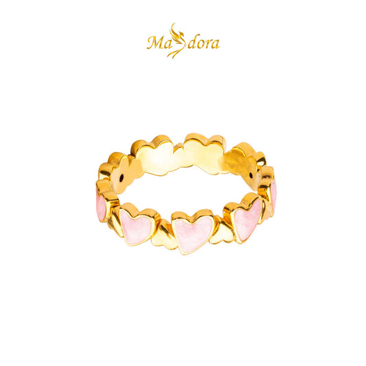 MASDORA 916 Gold Ring Rings Cincin Emas ~ HG Interlaced Love Universe (Pink) (EMAS 916/22K)