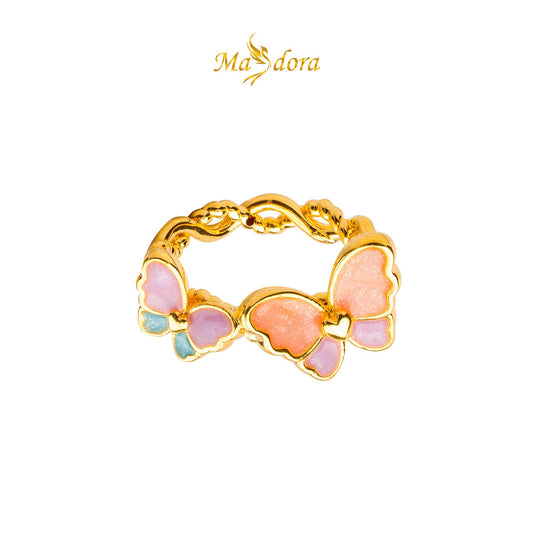MASDORA 916 Gold Ring Rings Cincin Emas ~ HG Tangled Wave Papillon (Colourful) (EMAS 916/22K)