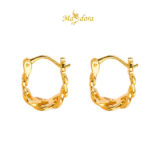 MASDORA 999 Gold Earring Earrings Subang Emas ~ Golden Chained Harp (EMAS 999/24K)