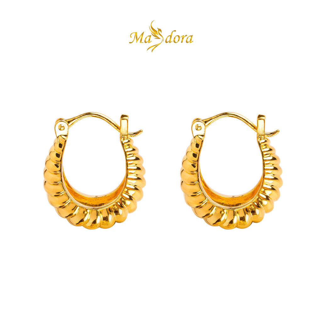 MASDORA 999 Gold Earring Earrings Subang Emas ~ Golden Leech Harp (EMAS 999/24K)