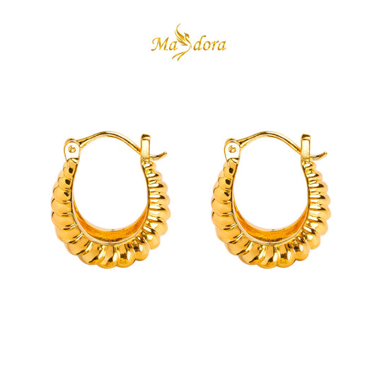 MASDORA 999 Gold Earring Earrings Subang Emas ~ Golden Leech Harp (EMAS 999/24K)