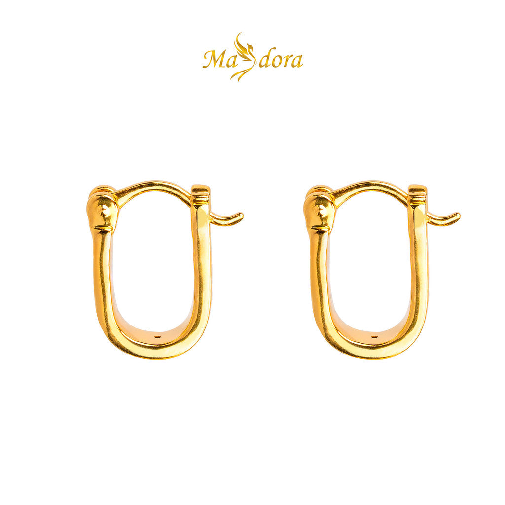 MASDORA 999 Gold Earring Earrings Subang Emas ~ Golden Linear Harp (EMAS 999/24K)