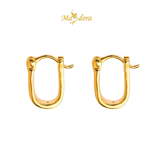 MASDORA 999 Gold Earring Earrings Subang Emas ~ Golden Linear Harp (EMAS 999/24K)