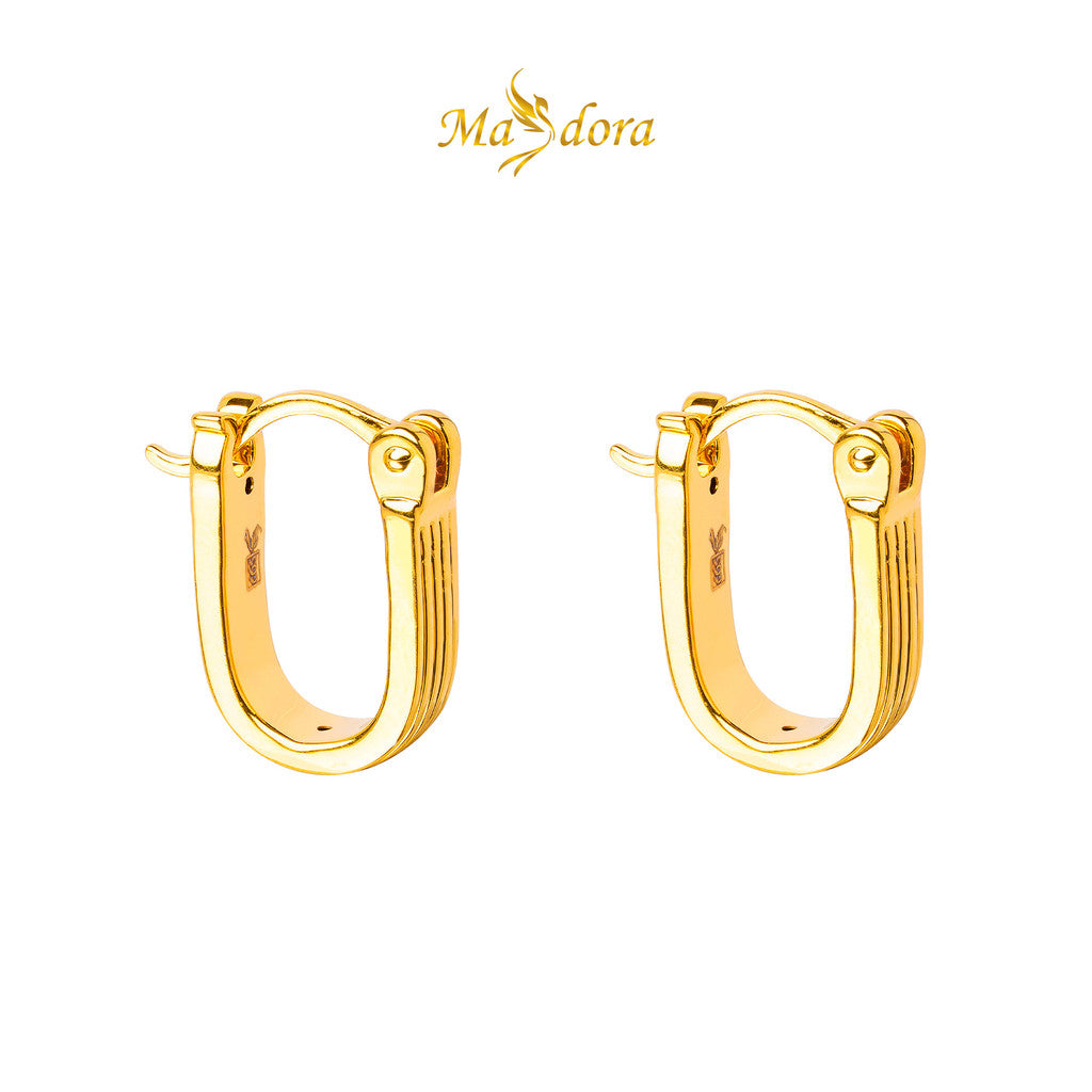MASDORA 999 Gold Earring Earrings Subang Emas ~ Golden Linear Harp (EMAS 999/24K)