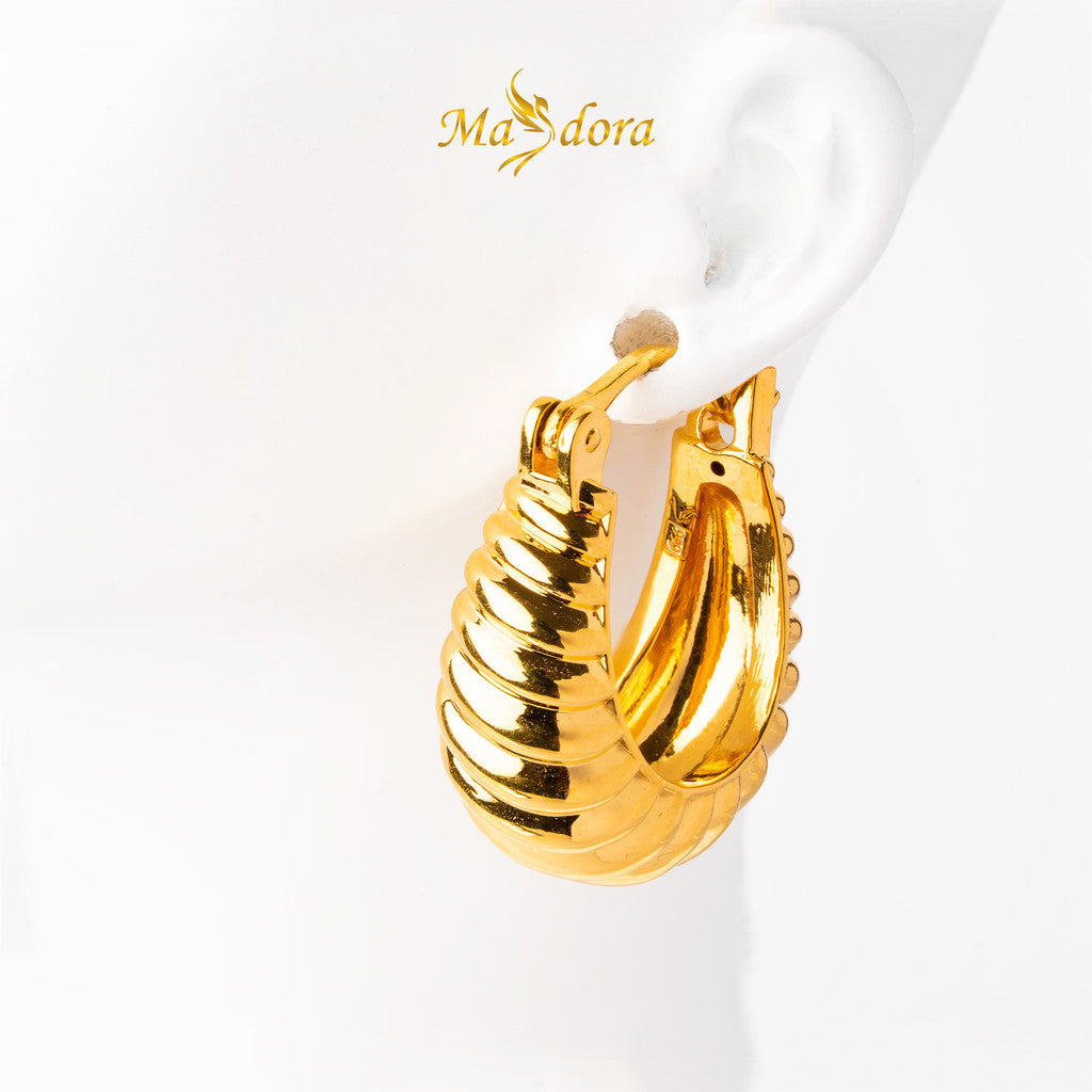 MASDORA 999 Gold Earring Earrings Subang Emas ~ Golden Leech Harp (EMAS 999/24K)