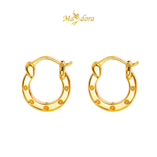 MASDORA 999 Gold Earring Earrings Subang Emas ~ Golden Dotted Harp (EMAS 999/24K)