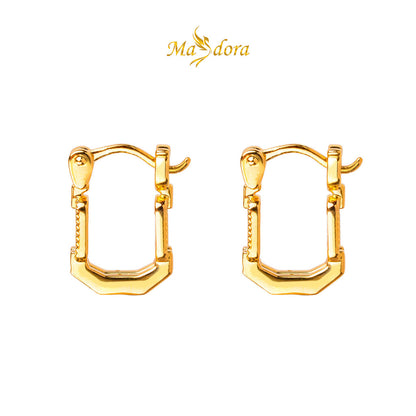 MASDORA 999 Gold Earring Earrings Subang Emas ~ Golden Paperclip Harp (EMAS 999/24K)