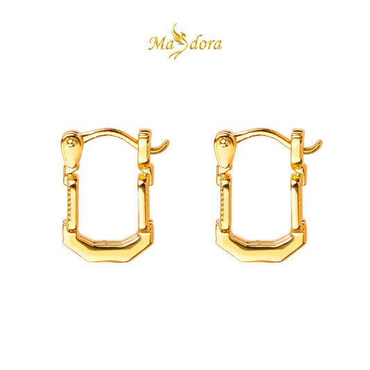 MASDORA 999 Gold Earring Earrings Subang Emas ~ Golden Paperclip Harp (EMAS 999/24K)