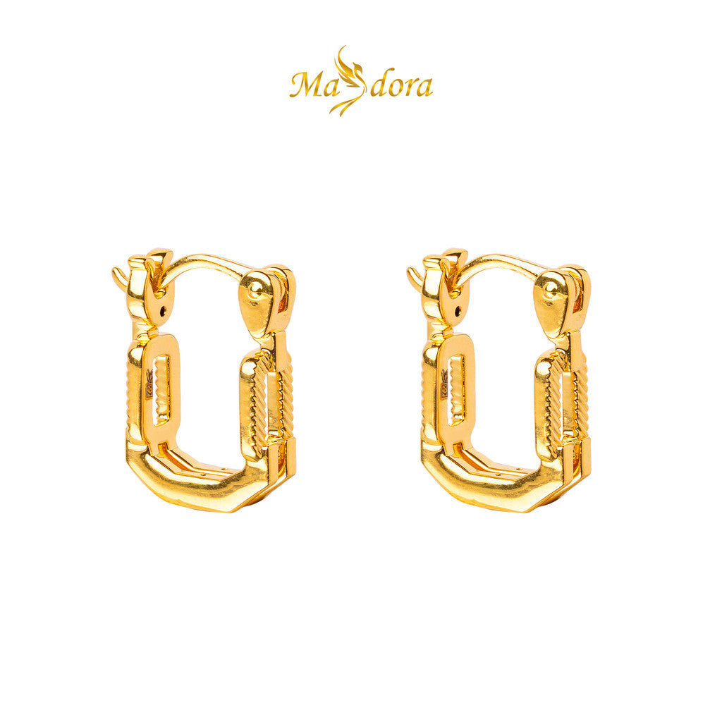 MASDORA 999 Gold Earring Earrings Subang Emas ~ Golden Paperclip Harp (EMAS 999/24K)