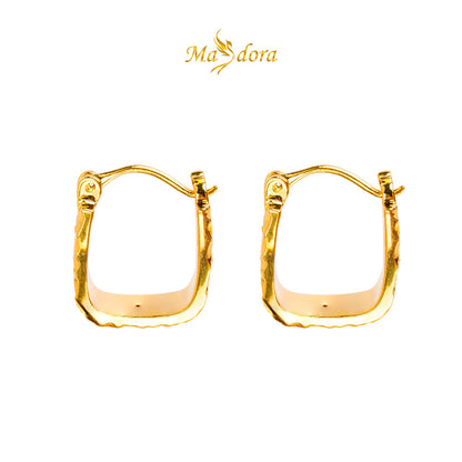 MASDORA 999 Gold Earring Earrings Subang Emas ~ Golden Crinkled Harp (EMAS 999/24K)