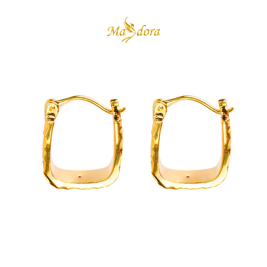 MASDORA 999 Gold Earring Earrings Subang Emas ~ Golden Crinkled Harp (EMAS 999/24K)