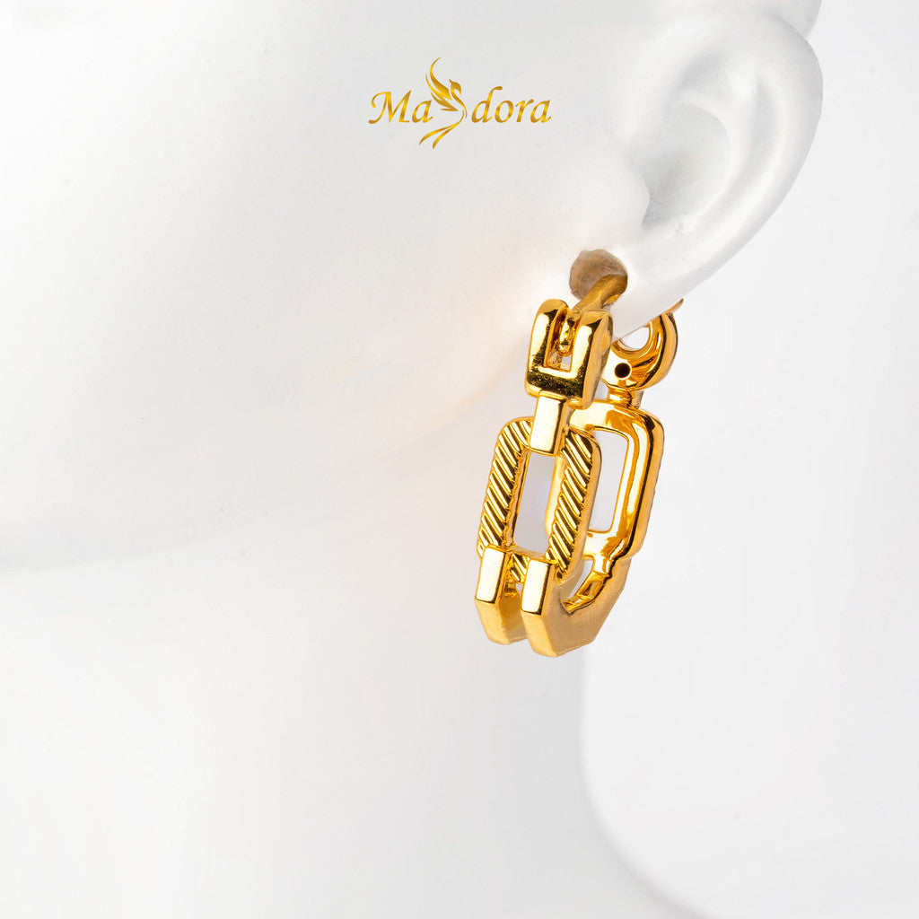 MASDORA 999 Gold Earring Earrings Subang Emas ~ Golden Paperclip Harp (EMAS 999/24K)
