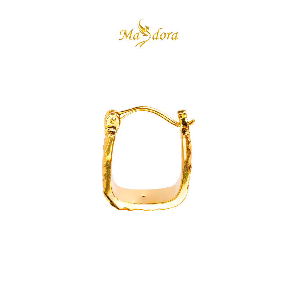 MASDORA 999 Gold Earring Earrings Subang Emas ~ Golden Crinkled Harp (EMAS 999/24K)