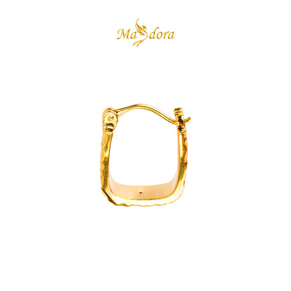MASDORA 999 Gold Earring Earrings Subang Emas ~ Golden Crinkled Harp (EMAS 999/24K)