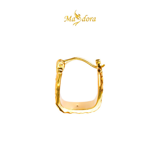 MASDORA 999 Gold Earring Earrings Subang Emas ~ Golden Crinkled Harp (EMAS 999/24K)