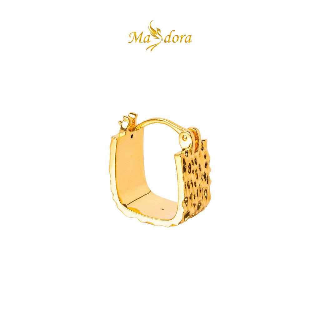 MASDORA 999 Gold Earring Earrings Subang Emas ~ Golden Crinkled Harp (EMAS 999/24K)