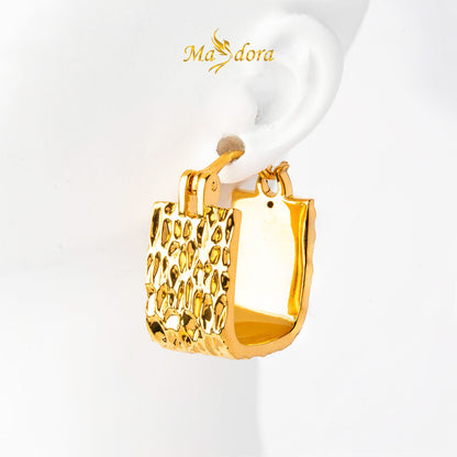 MASDORA 999 Gold Earring Earrings Subang Emas ~ Golden Crinkled Harp (EMAS 999/24K)