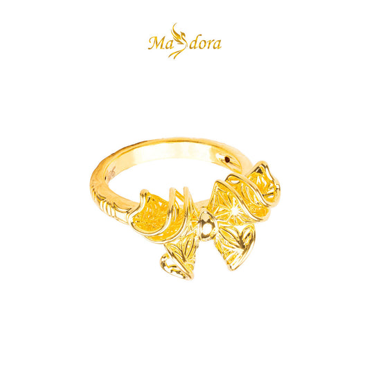 MASDORA 916 Gold Ring Rings Cincin Emas ~ HG Golden Ruffled Butterfly (EMAS 916/22K)