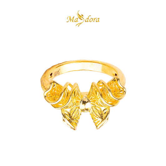 MASDORA 916 Gold Ring Rings Cincin Emas ~ HG Golden Ruffled Butterfly (EMAS 916/22K)