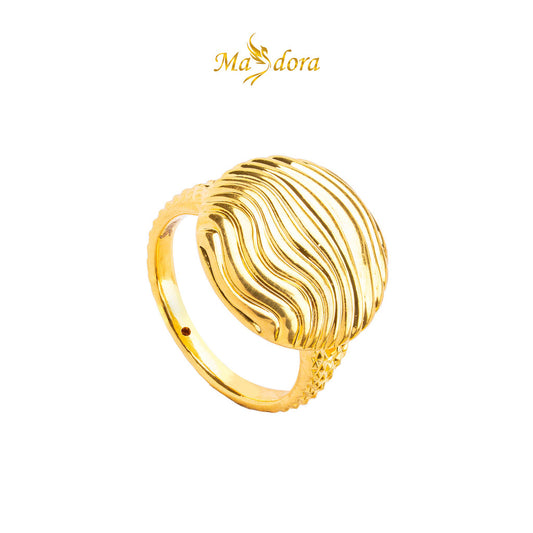 MASDORA 916 Gold Ring Rings Cincin Emas ~ HG Round Ripple Wave (EMAS 916/22K)