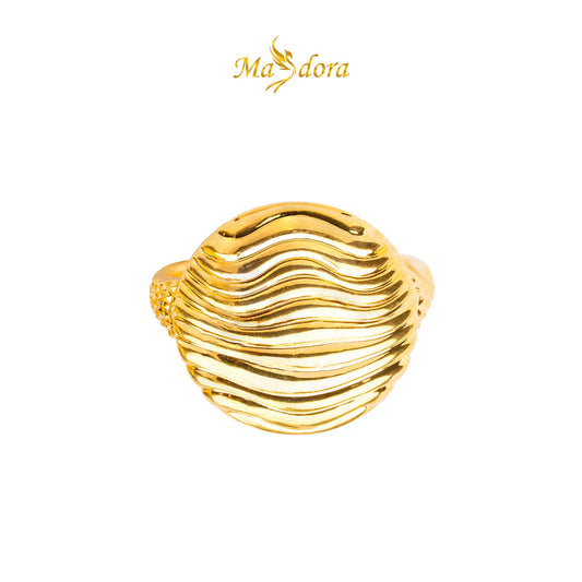 MASDORA 916 Gold Ring Rings Cincin Emas ~ HG Round Ripple Wave (EMAS 916/22K)