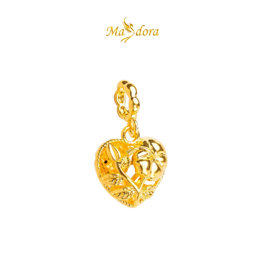 MASDORA 916 Gold Pendant Loket Emas ~ HG Daisy Hibiscus Heart (EMAS 916/22K)