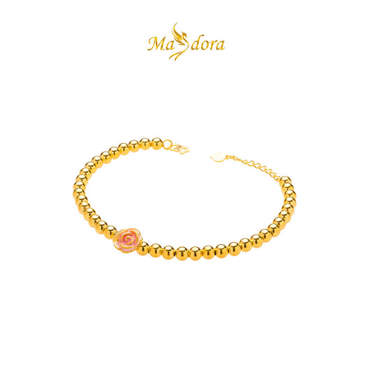 MASDORA 916 Gold Bracelet Rantai Tangan Emas ~ HG Glorious Rose Boba (Pink) (EMAS 916/22K)