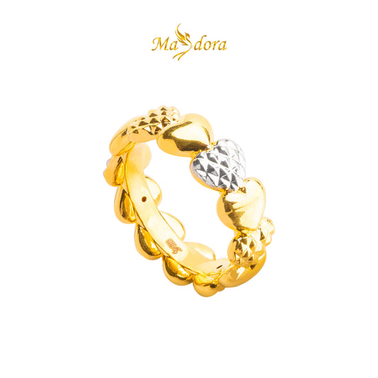 MASDORA 916 Gold Ring Rings Cincin Emas ~ HG Duotone Diamond Heart Band (EMAS 916/22K)