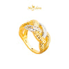 MASDORA 916 Gold Ring Rings Cincin Emas ~ HG Duotone Braided Half Paved (EMAS 916/22K)
