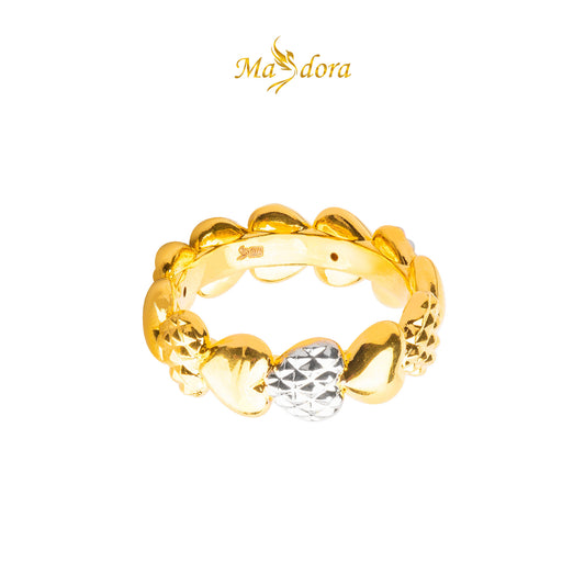 MASDORA 916 Gold Ring Rings Cincin Emas ~ HG Duotone Diamond Heart Band (EMAS 916/22K)