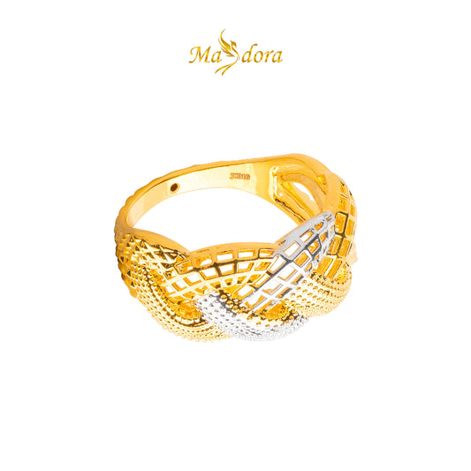MASDORA 916 Gold Ring Rings Cincin Emas ~ HG Duotone Braided Half Paved (EMAS 916/22K)