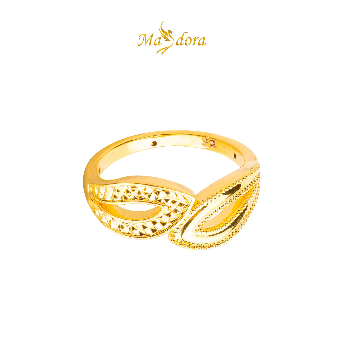 MASDORA 916 Gold Ring Rings Cincin Emas ~ HG Golden Split Droplets (EMAS 916/22K)