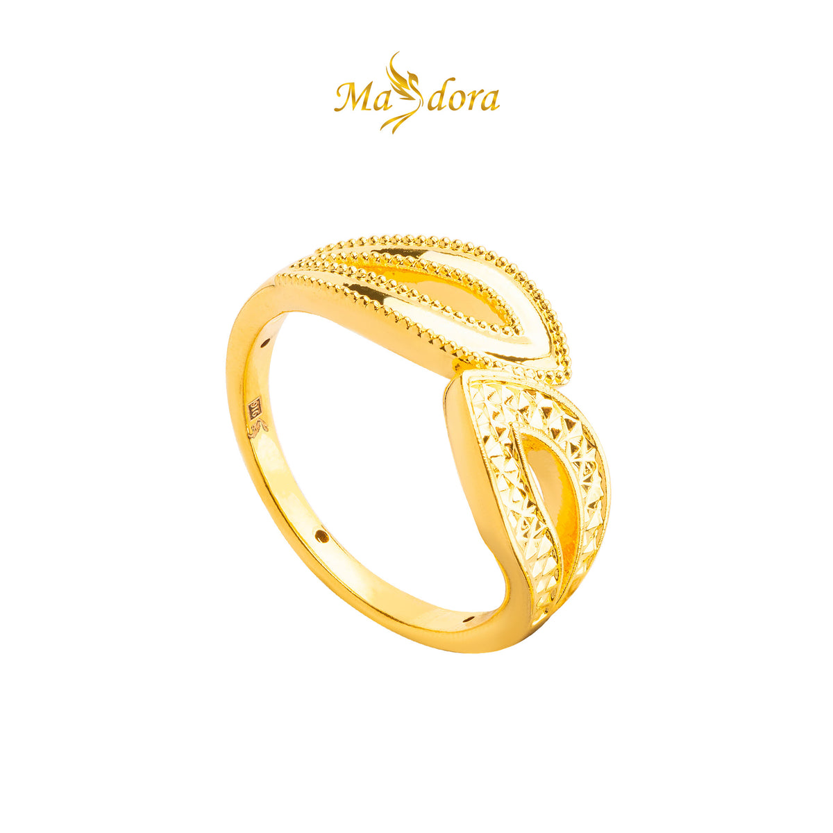 MASDORA 916 Gold Ring Rings Cincin Emas ~ HG Golden Split Droplets (EMAS 916/22K)