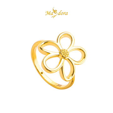 MASDORA 916 Gold Ring Rings Cincin Emas ~ HG Golden Curved Daisy (EMAS 916/22K)