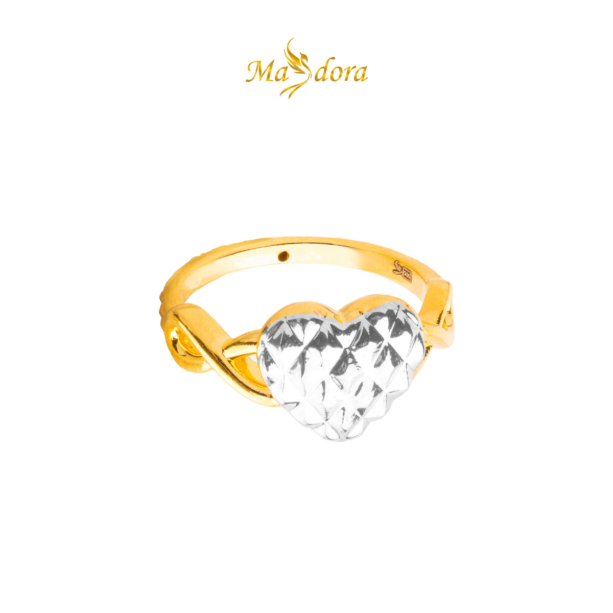 MASDORA 916 Gold Ring Rings Cincin Emas ~ HG Twisted Diamond Heart (EMAS 916/22K)