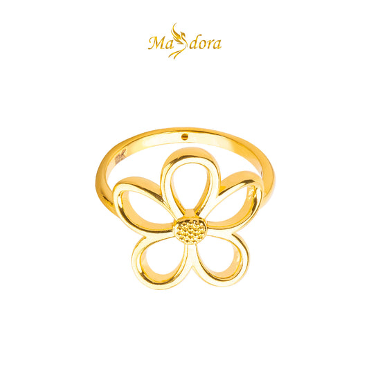 MASDORA 916 Gold Ring Rings Cincin Emas ~ HG Golden Curved Daisy (EMAS 916/22K)