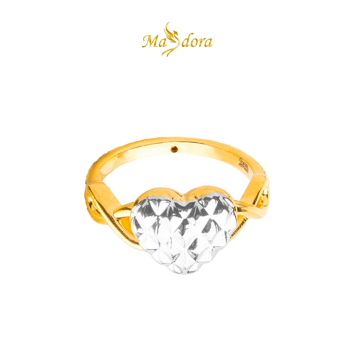 MASDORA 916 Gold Ring Rings Cincin Emas ~ HG Twisted Diamond Heart (EMAS 916/22K)