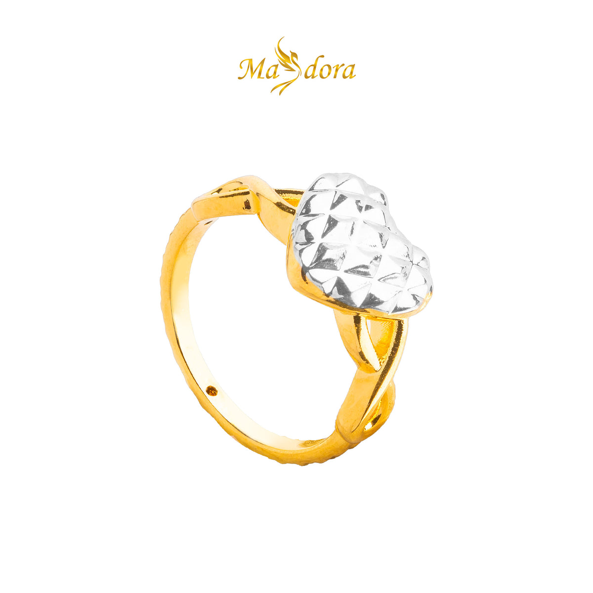 MASDORA 916 Gold Ring Rings Cincin Emas ~ HG Twisted Diamond Heart (EMAS 916/22K)