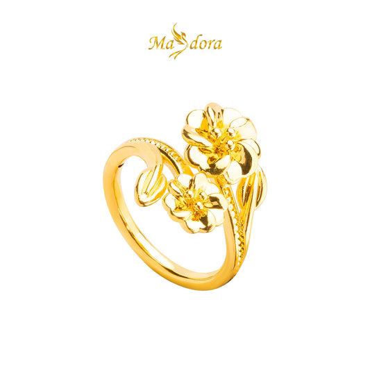 MASDORA 916 Gold Ring Rings Cincin Emas ~ HG Blooming Double Sakura (EMAS 916/22K)