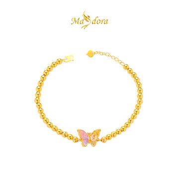 MASDORA 916 Gold Bracelet Rantai Tangan Emas ~ HG Butterfly Flora (Colourful) (EMAS 916/22K)