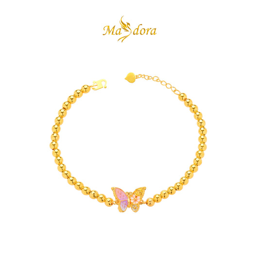 MASDORA 916 Gold Bracelet Rantai Tangan Emas ~ HG Butterfly Flora (Colourful) (EMAS 916/22K)