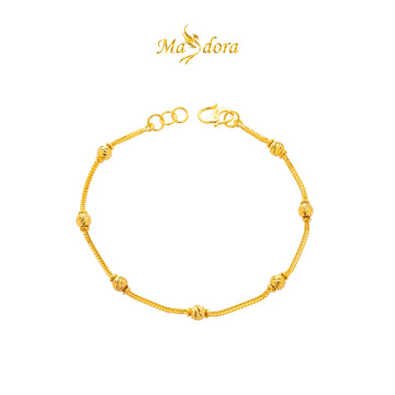 MASDORA 916 Gold Bracelet Rantai Tangan Emas ~ 7 Beaded Single Chain (EMAS 916/22K)