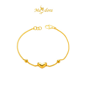 MASDORA 916 Gold Bracelet Rantai Tangan Emas ~ Solid Heart Boba (EMAS 916/22K)