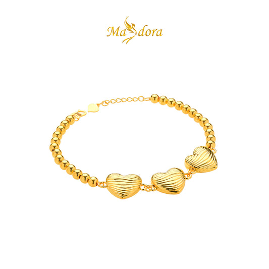 MASDORA 916 Gold Bracelet Rantai Tangan Emas ~ HG Triple Wave Boba (EMAS 916/22K)