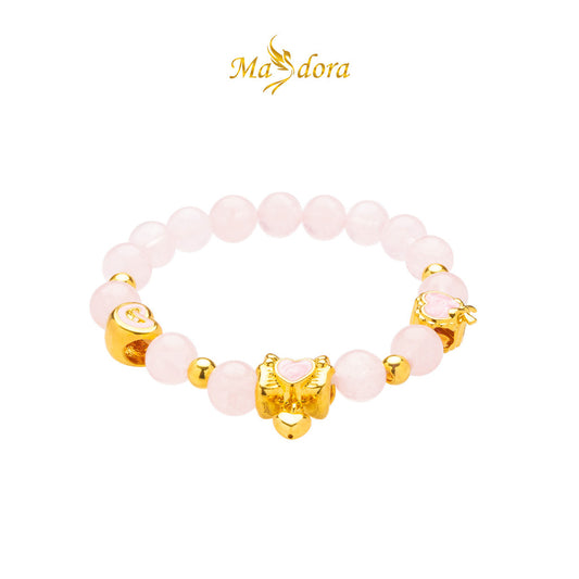 MASDORA 999 Gold Bracelet Rantai Tangan Emas ~ Stretchable Crystal Beads Charm (EMAS 999/24K)