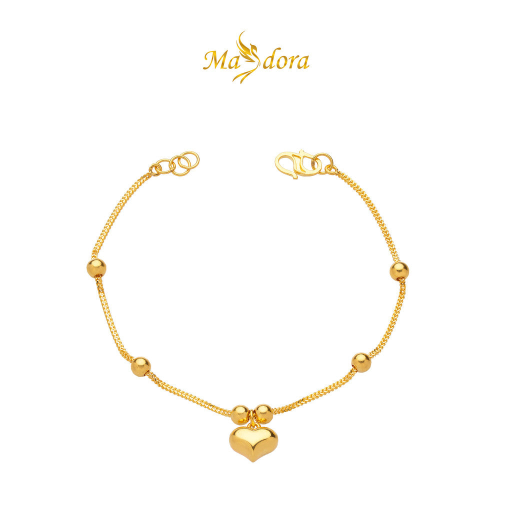 MASDORA 916 Gold Bracelet Rantai Tangan Emas ~ Modern Fluffy Love Boba (EMAS 916/22K)