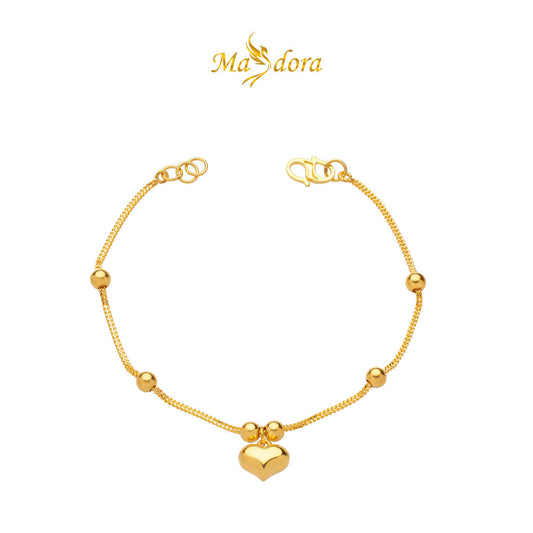 MASDORA 916 Gold Bracelet Rantai Tangan Emas ~ Modern Fluffy Love Boba (EMAS 916/22K)